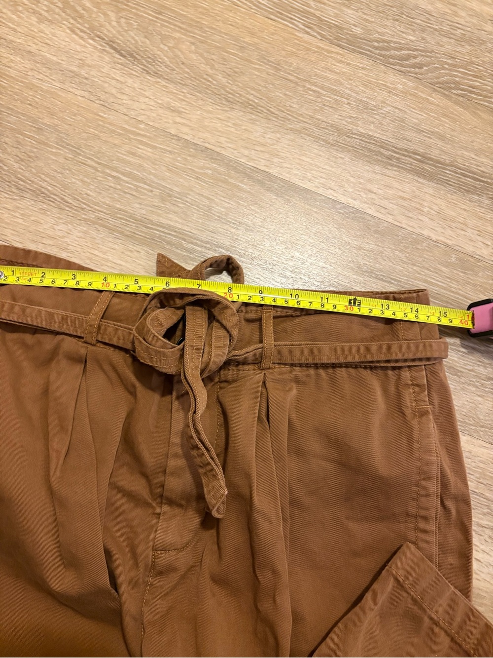 Free People High-Waist Tie Belt Trousers in Warm Brown - Picture 8 of 10